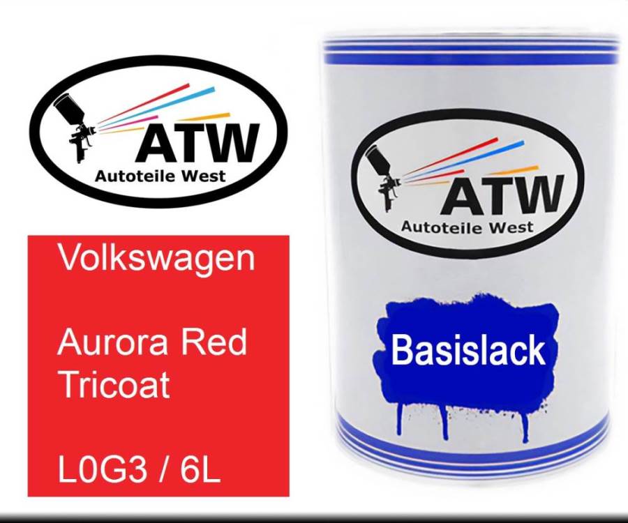 Volkswagen, Aurora Red Tricoat, L0G3 / 6L: 500ml Lackdose, von ATW Autoteile West.